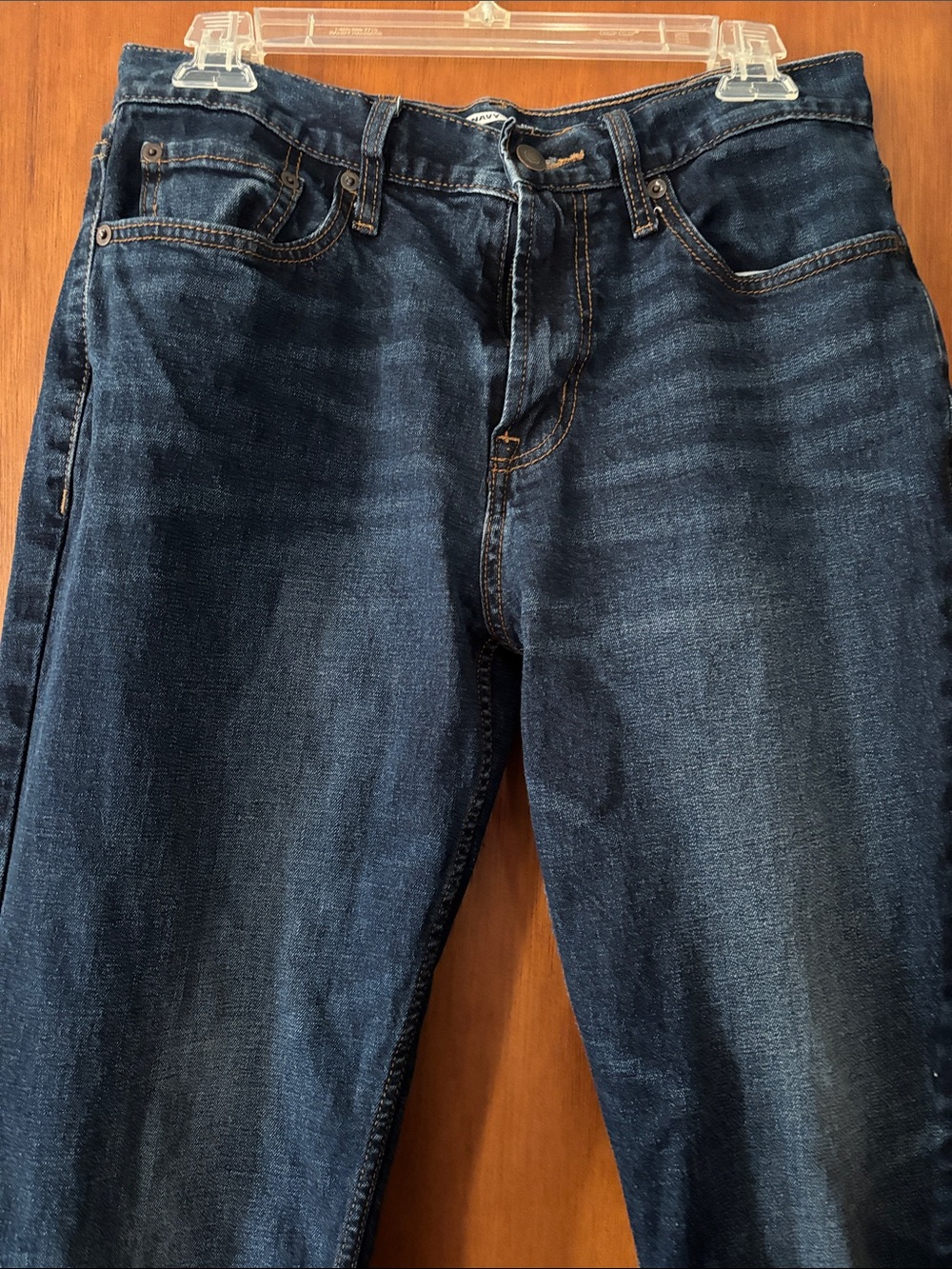 Old Navy Men's Dark Blue Denim Jeans with Contrast Stitching